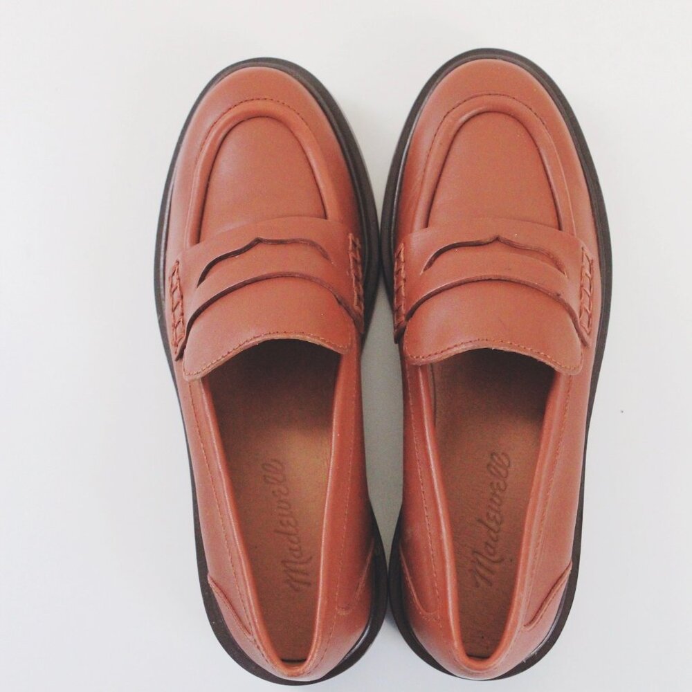 Madewell The Vernon Loafers Dried Maple Brown Leather Shoes Womens 5 1/2 Preppy - Picture 3 of 5